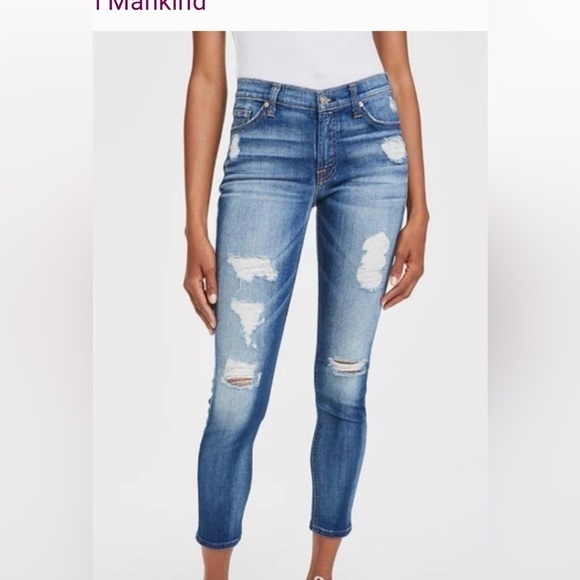7 For All Mankind Denim - 7 For All Mankind Blue The Ankle Skinny Jeans